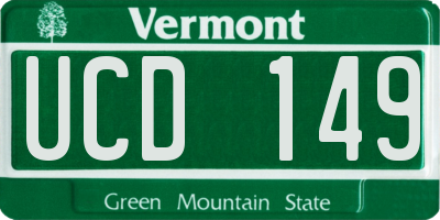 VT license plate UCD149