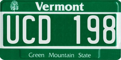 VT license plate UCD198