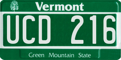 VT license plate UCD216