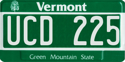 VT license plate UCD225