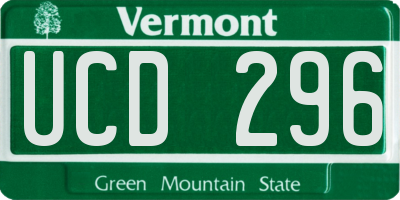 VT license plate UCD296