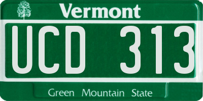 VT license plate UCD313