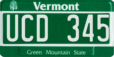VT license plate UCD345