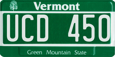 VT license plate UCD450
