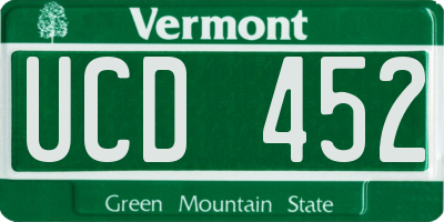 VT license plate UCD452