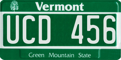 VT license plate UCD456