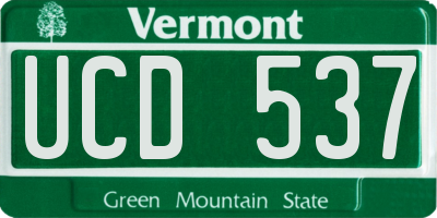VT license plate UCD537