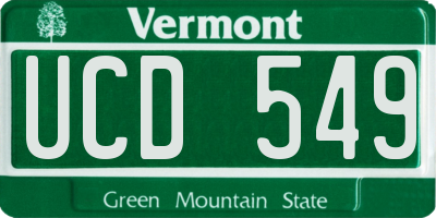 VT license plate UCD549
