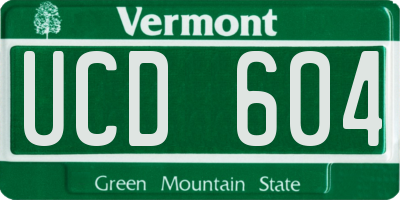VT license plate UCD604