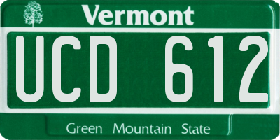 VT license plate UCD612
