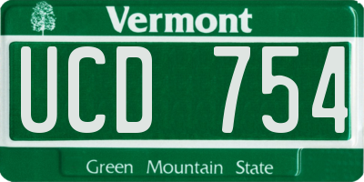 VT license plate UCD754