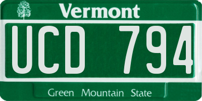 VT license plate UCD794