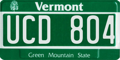VT license plate UCD804