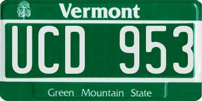 VT license plate UCD953