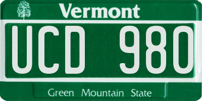 VT license plate UCD980