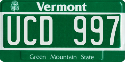VT license plate UCD997