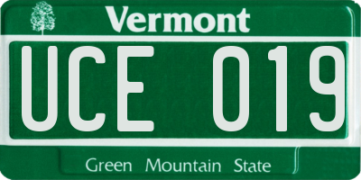 VT license plate UCE019