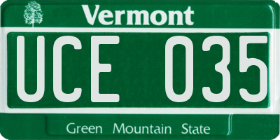 VT license plate UCE035