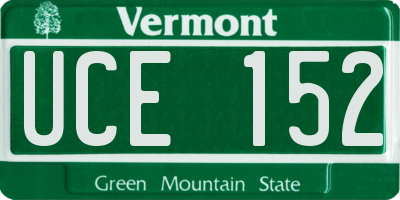 VT license plate UCE152