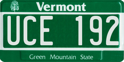 VT license plate UCE192
