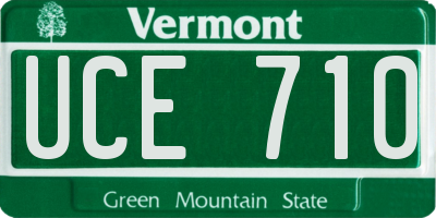 VT license plate UCE710