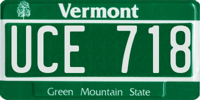 VT license plate UCE718