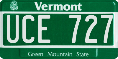 VT license plate UCE727