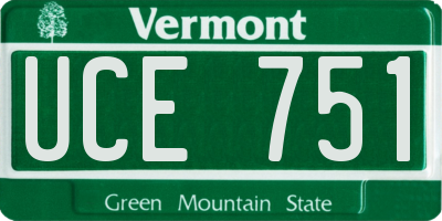 VT license plate UCE751
