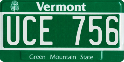 VT license plate UCE756