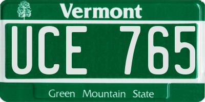 VT license plate UCE765