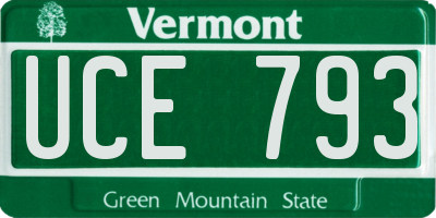 VT license plate UCE793