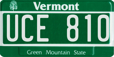 VT license plate UCE810