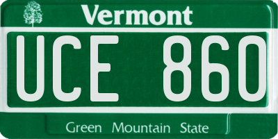 VT license plate UCE860