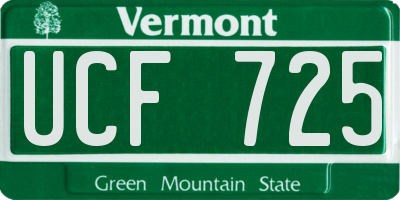 VT license plate UCF725