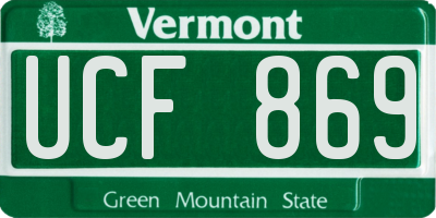 VT license plate UCF869