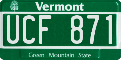 VT license plate UCF871