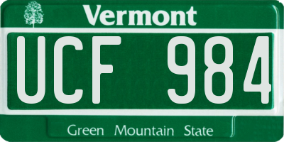 VT license plate UCF984