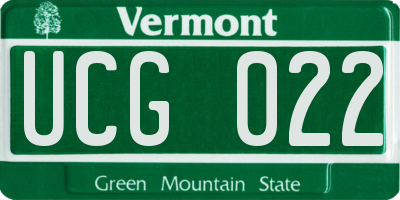 VT license plate UCG022