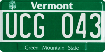 VT license plate UCG043