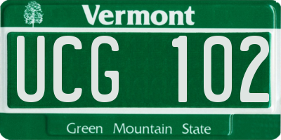 VT license plate UCG102