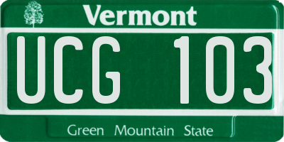 VT license plate UCG103