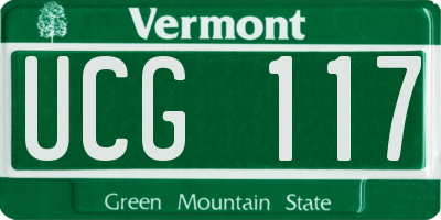 VT license plate UCG117