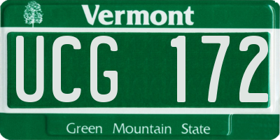 VT license plate UCG172