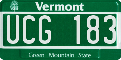 VT license plate UCG183