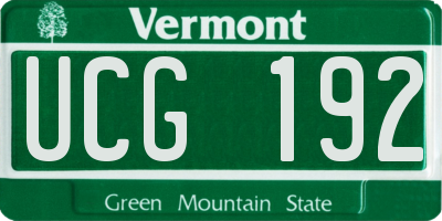 VT license plate UCG192