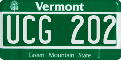 VT license plate UCG202