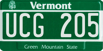 VT license plate UCG205