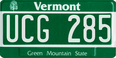 VT license plate UCG285