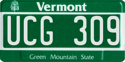 VT license plate UCG309