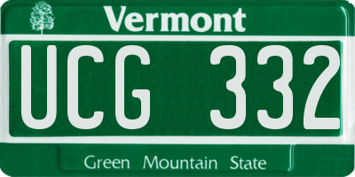 VT license plate UCG332